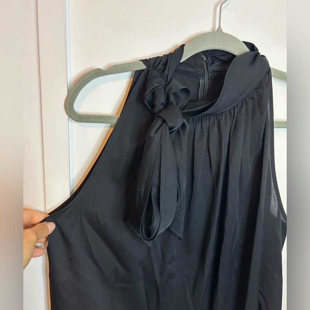 St. John Black Silk Sleeveless Neck Tie Top - Picture 5 of 5